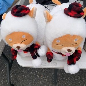 NWT aerie puppy slippers holiday gag gift cute plush 7-8 size